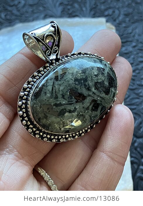 Green and Black Porphyry Pendant Stone Crystal Jewelry - #XH4MT4tcgWw-5