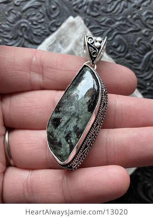 Green and Black Porphyry Pendant Stone Crystal Jewelry - #lUynuyGRojw-2