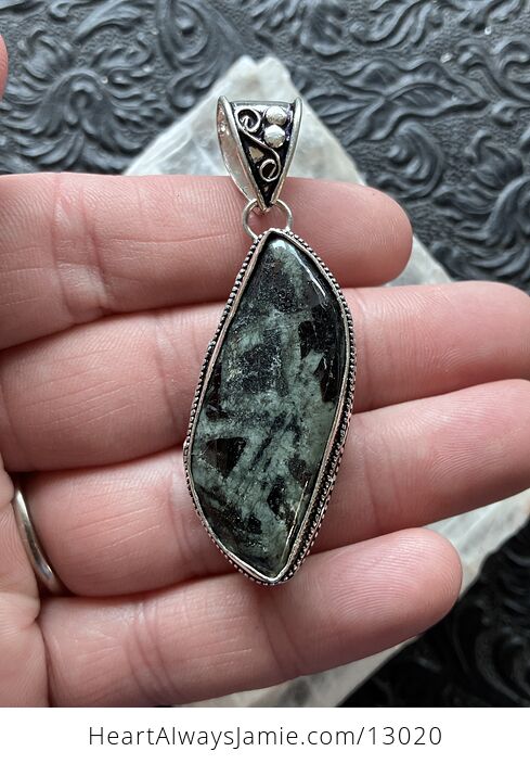 Green and Black Porphyry Pendant Stone Crystal Jewelry - #lUynuyGRojw-1