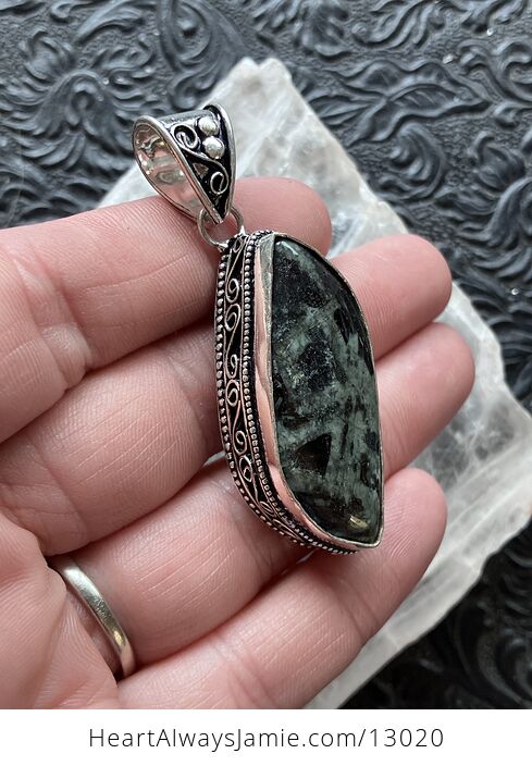 Green and Black Porphyry Pendant Stone Crystal Jewelry - #lUynuyGRojw-3