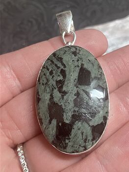 Green and Black Porphyry Stone Crystal Jewelry Pendant #ypeyaJU5tRc