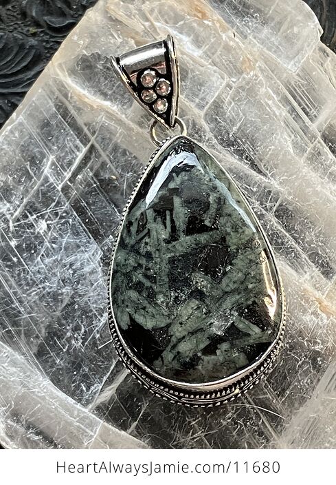 Green and Black Porphyry Stone Crystal Jewelry Pendant - #a9dfTaMZXc4-5