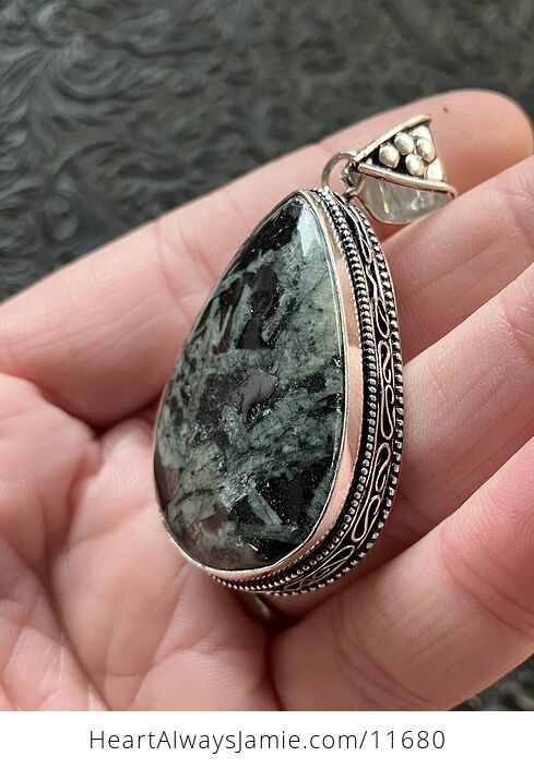Green and Black Porphyry Stone Crystal Jewelry Pendant - #a9dfTaMZXc4-3