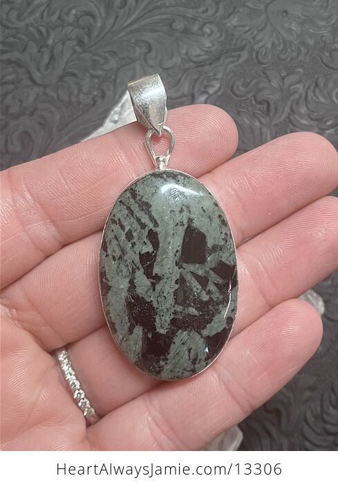 Green and Black Porphyry Stone Crystal Jewelry Pendant - #ypeyaJU5tRc-2