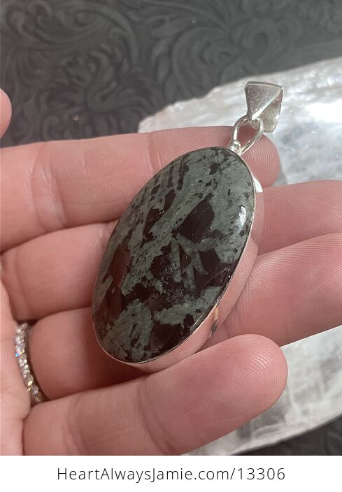 Green and Black Porphyry Stone Crystal Jewelry Pendant - #ypeyaJU5tRc-5