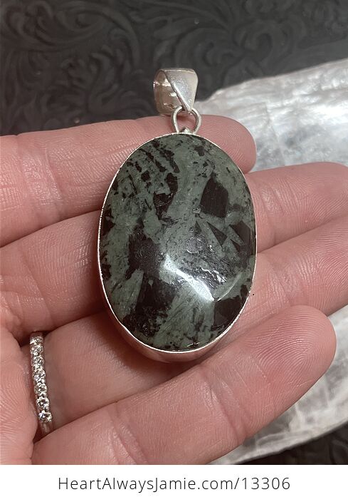 Green and Black Porphyry Stone Crystal Jewelry Pendant - #ypeyaJU5tRc-3