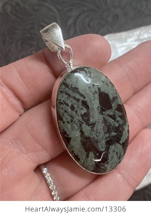 Green and Black Porphyry Stone Crystal Jewelry Pendant - #ypeyaJU5tRc-4