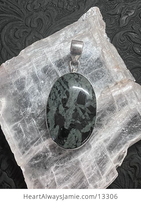 Green and Black Porphyry Stone Crystal Jewelry Pendant - #ypeyaJU5tRc-7