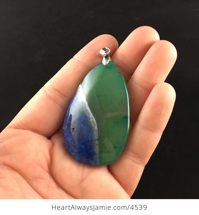 Green and Blue Druzy Stone Jewelry Pendant - #mJB8VLCWVuM-3