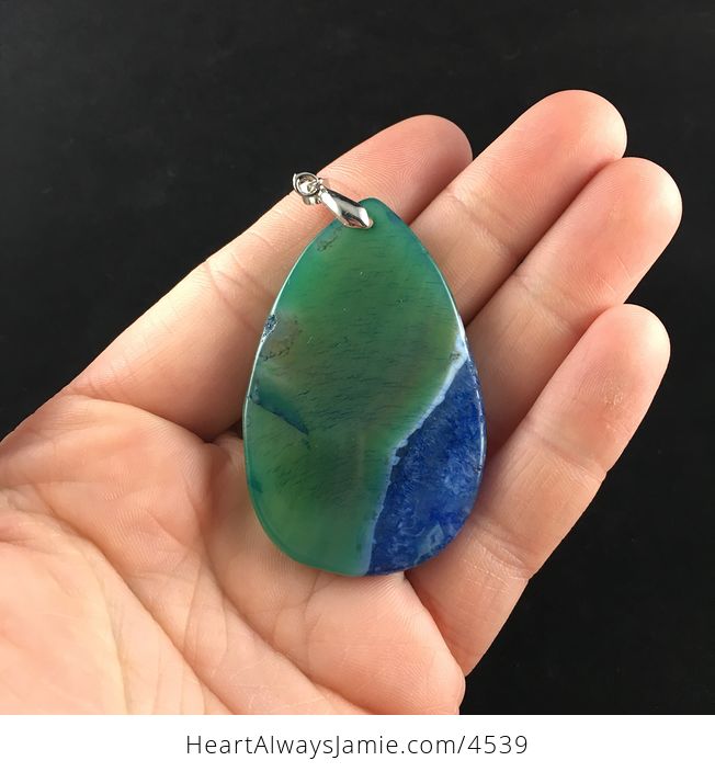 Green and Blue Druzy Stone Jewelry Pendant - #mJB8VLCWVuM-5