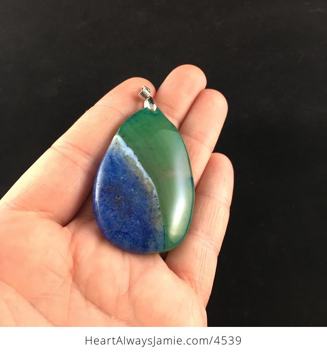 Green and Blue Druzy Stone Jewelry Pendant - #mJB8VLCWVuM-2