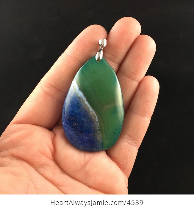 Green and Blue Druzy Stone Jewelry Pendant - #mJB8VLCWVuM-1