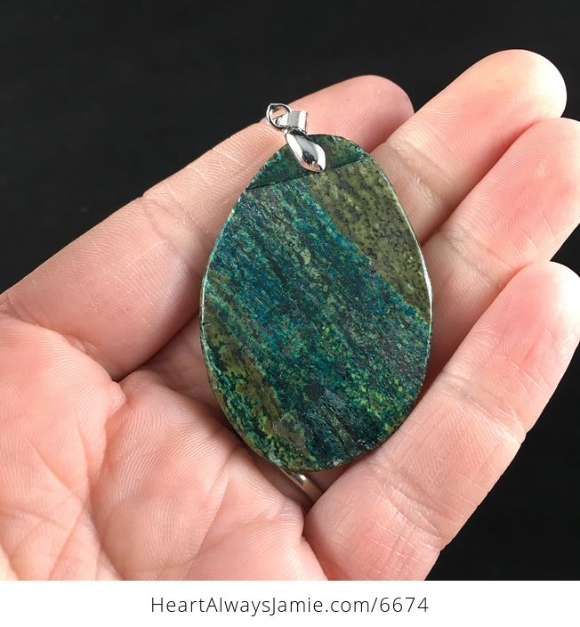 Green and Blue Serpentine Stone Jewelry Pendant - #iEWnSoq9yGA-6