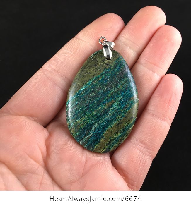 Green and Blue Serpentine Stone Jewelry Pendant - #iEWnSoq9yGA-1