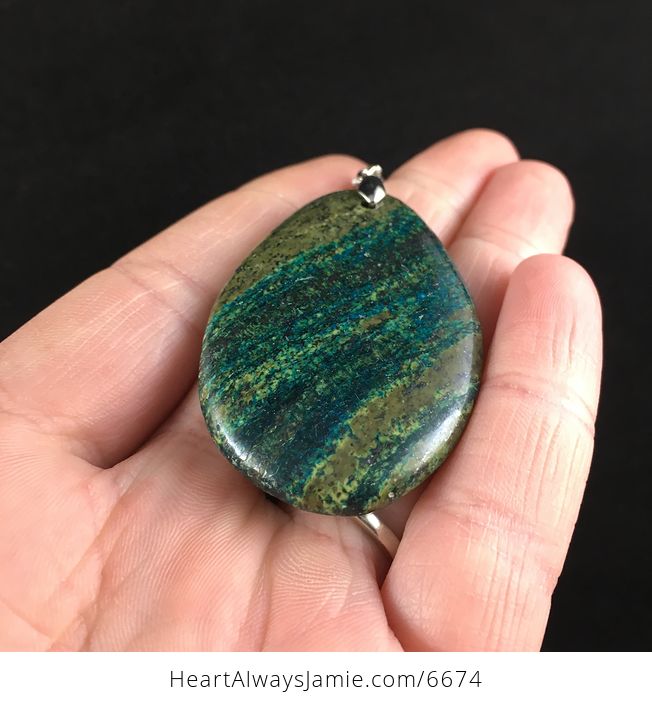 Green and Blue Serpentine Stone Jewelry Pendant - #iEWnSoq9yGA-2