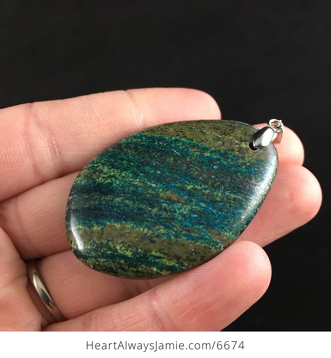 Green and Blue Serpentine Stone Jewelry Pendant - #iEWnSoq9yGA-3
