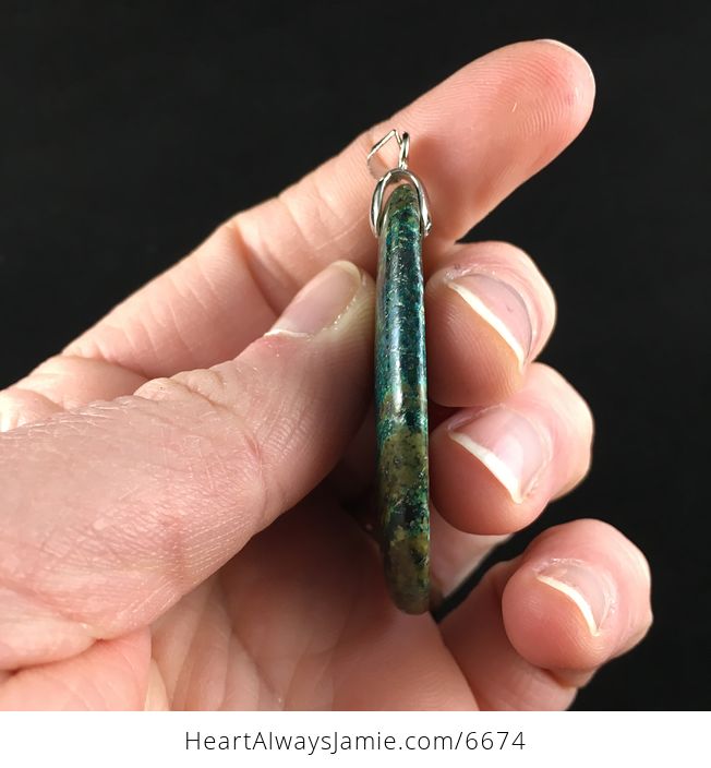 Green and Blue Serpentine Stone Jewelry Pendant - #iEWnSoq9yGA-5