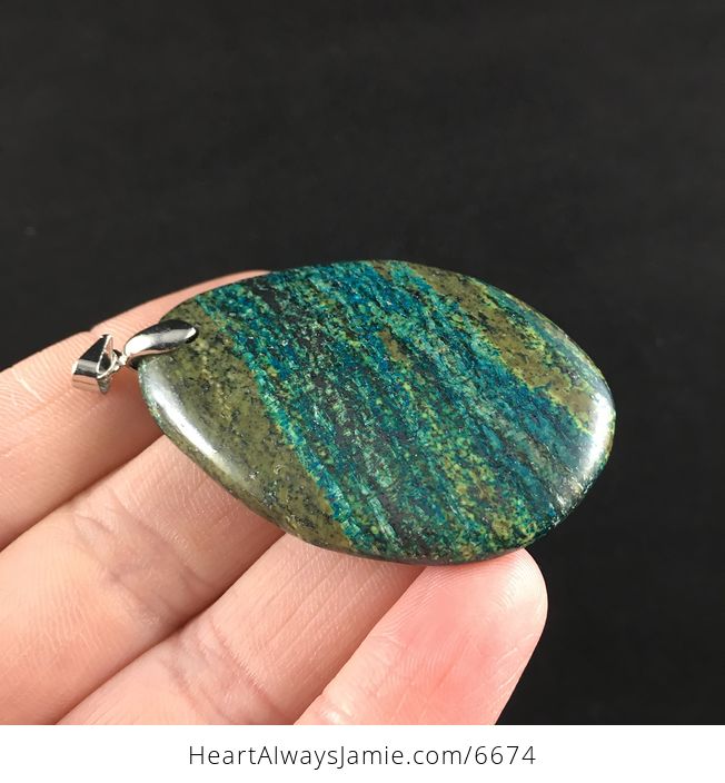Green and Blue Serpentine Stone Jewelry Pendant - #iEWnSoq9yGA-4