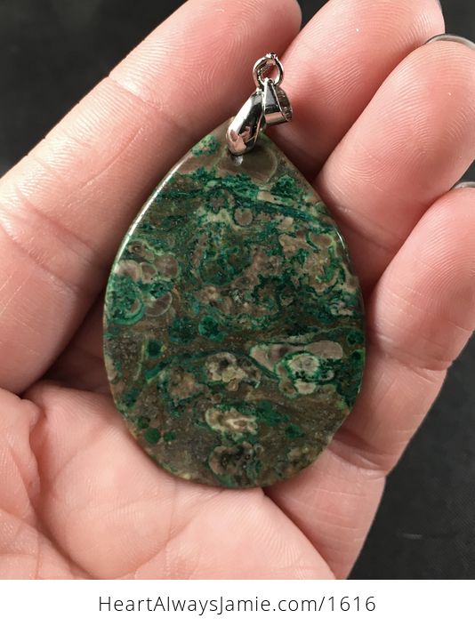 Green and Brown Crazy Lace Agate Stone Pendant Necklace - #ik4bxTHvsl8-2