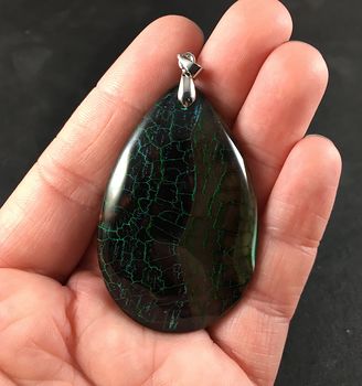 Green and Brown Dragon Veins Agate Stone Pendant #X28S61L9WSo