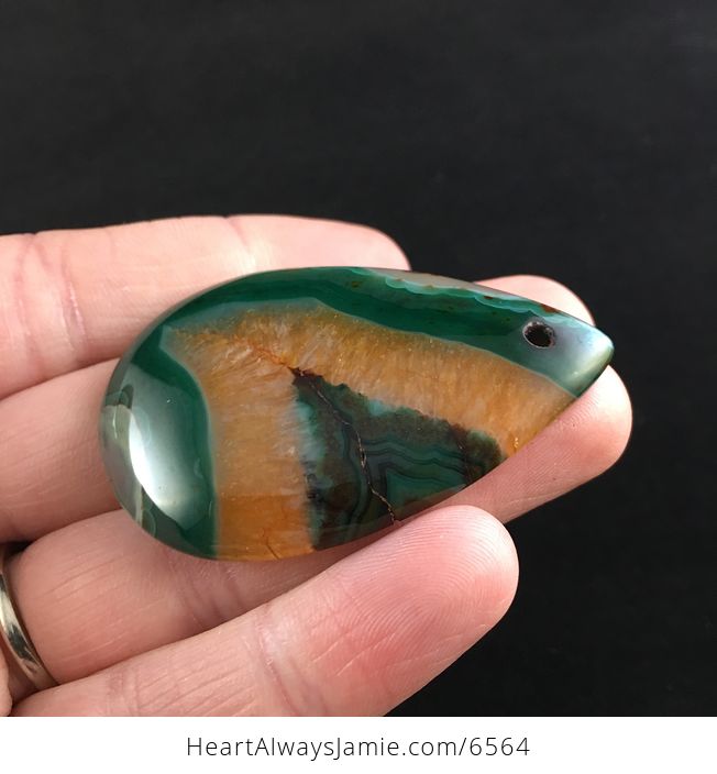 Green and Orange Druzy Agate Stone Jewelry Pendant - #QNTdvFcHlfI-3