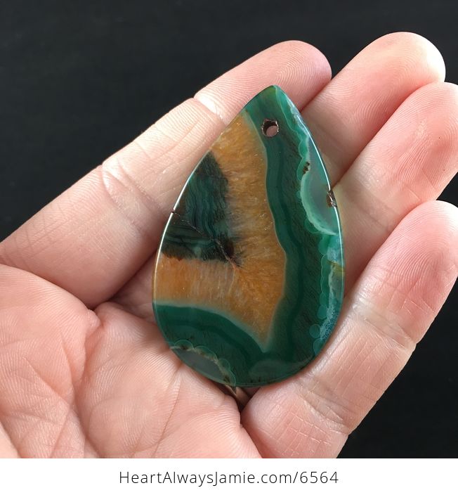 Green and Orange Druzy Agate Stone Jewelry Pendant - #QNTdvFcHlfI-6