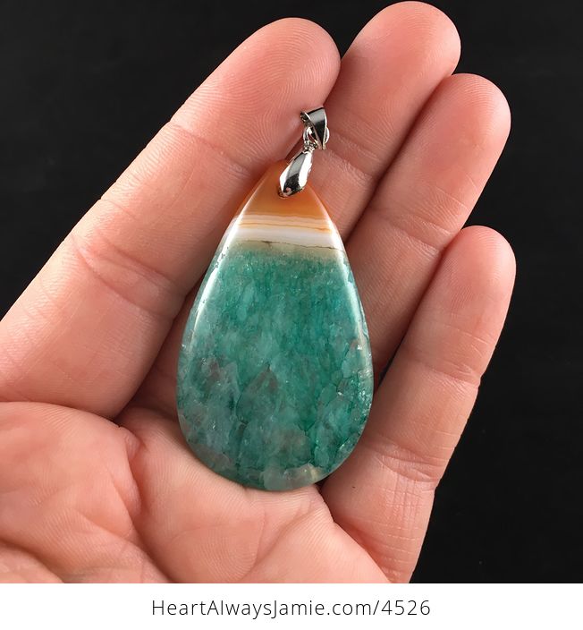 Green and Orange Druzy Stone Jewelry Pendant - #4ytviNXkEr4-2