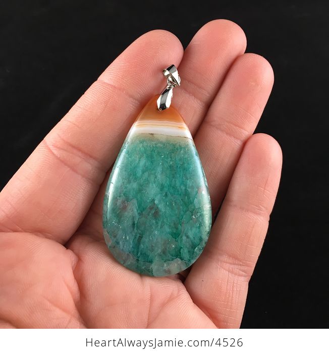 Green and Orange Druzy Stone Jewelry Pendant - #4ytviNXkEr4-1