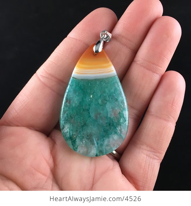 Green and Orange Druzy Stone Jewelry Pendant - #4ytviNXkEr4-5