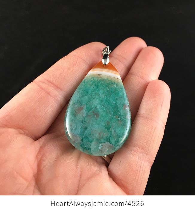 Green and Orange Druzy Stone Jewelry Pendant - #4ytviNXkEr4-3