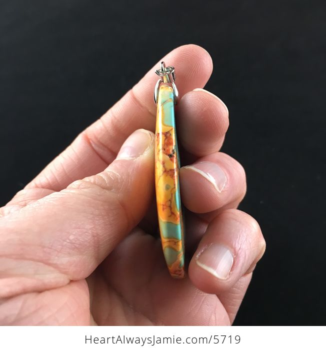 Green and Orange Fiery Turquoise Stone Jewelry Pendant - #nvSHGoaQE6k-5