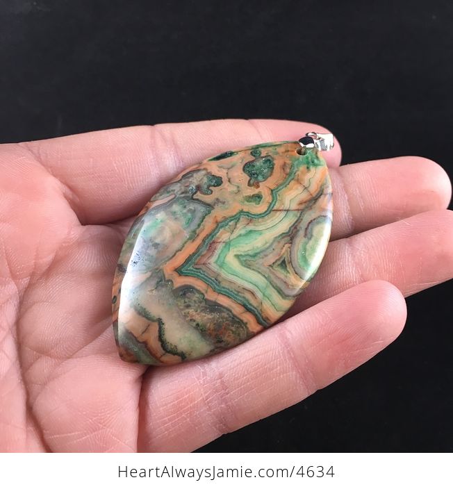 Green and Orange Mexican Crazy Lace Agate Stone Jewelry Pendant - #Eh1y0n6B418-3