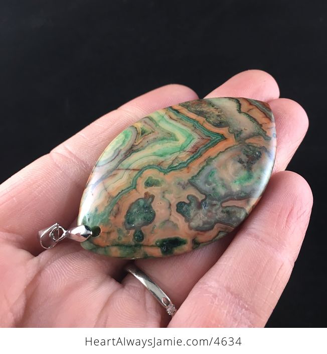 Green and Orange Mexican Crazy Lace Agate Stone Jewelry Pendant - #Eh1y0n6B418-4