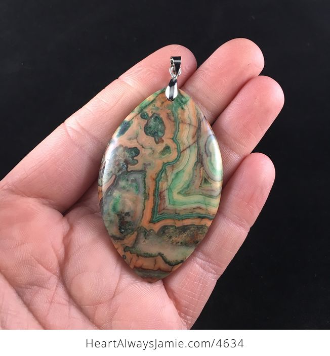 Green and Orange Mexican Crazy Lace Agate Stone Jewelry Pendant - #Eh1y0n6B418-1