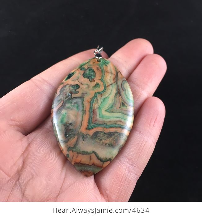 Green and Orange Mexican Crazy Lace Agate Stone Jewelry Pendant - #Eh1y0n6B418-2
