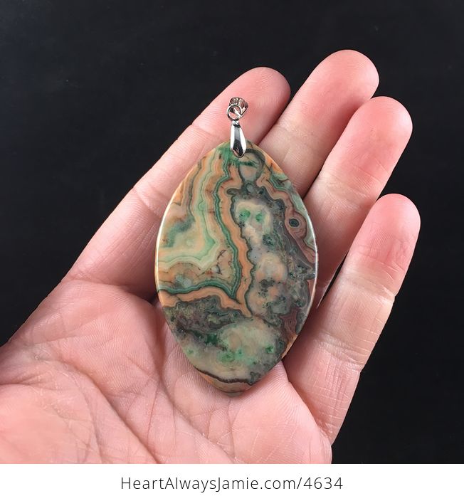 Green and Orange Mexican Crazy Lace Agate Stone Jewelry Pendant - #Eh1y0n6B418-6