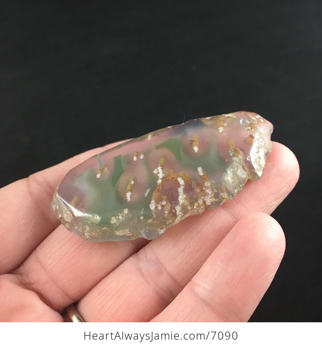 Green and Orange Transparent Agate Slice Stone Jewelry Pendant - #aCuF5fExpVk-3