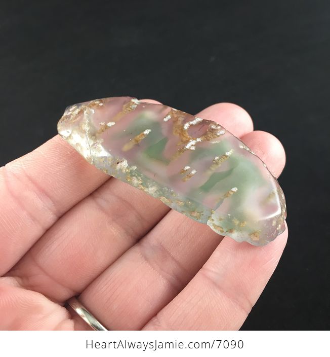 Green and Orange Transparent Agate Slice Stone Jewelry Pendant - #aCuF5fExpVk-4