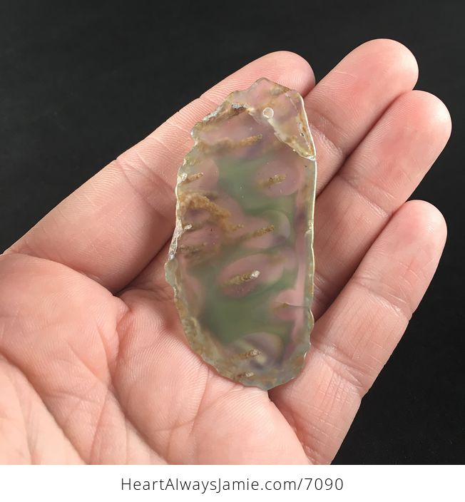 Green and Orange Transparent Agate Slice Stone Jewelry Pendant - #aCuF5fExpVk-5