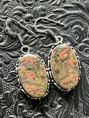 Green and Pink Orange Unakite Crystal Stone Jewelry Earrings #7zhCs8jk8WM