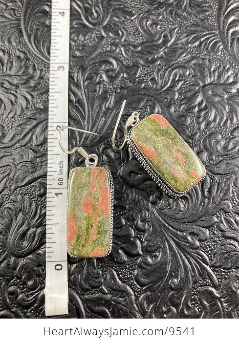 Green and Pink Unakite Crystal Stone Jewelry Earrings - #Ktv84qy50o4-4