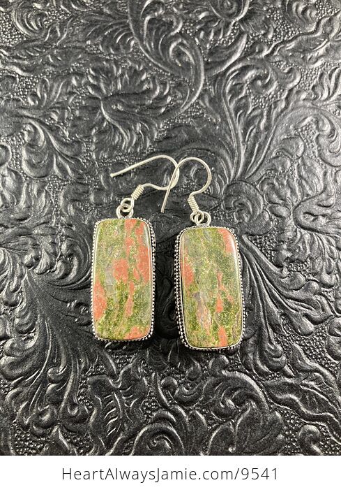 Green and Pink Unakite Crystal Stone Jewelry Earrings - #Ktv84qy50o4-7