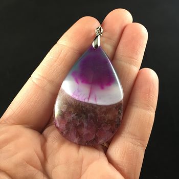 Green and Purple Druzy Agate Stone Jewelry Pendant #WcAys7sMGIQ