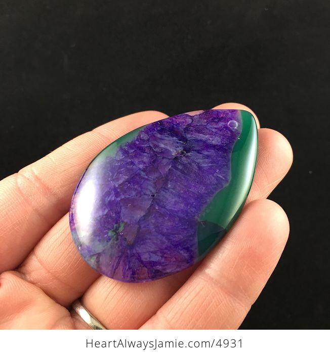 Green and Purple Druzy Agate Stone Jewelry Pendant - #7x4CjidJBTs-3