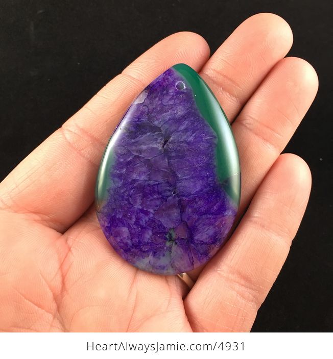 Green and Purple Druzy Agate Stone Jewelry Pendant - #7x4CjidJBTs-1
