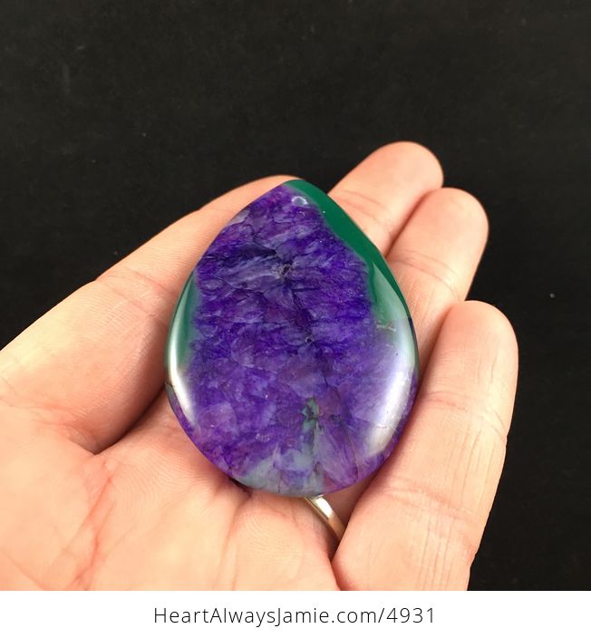 Green and Purple Druzy Agate Stone Jewelry Pendant - #7x4CjidJBTs-2
