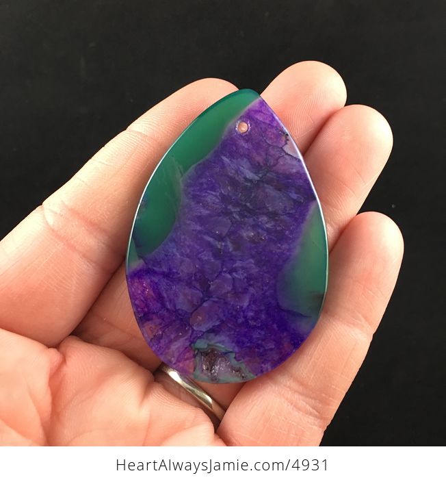 Green and Purple Druzy Agate Stone Jewelry Pendant - #7x4CjidJBTs-5