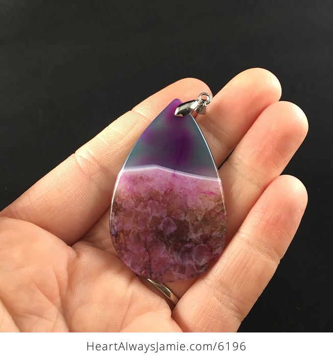Green and Purple Druzy Agate Stone Jewelry Pendant - #WcAys7sMGIQ-6