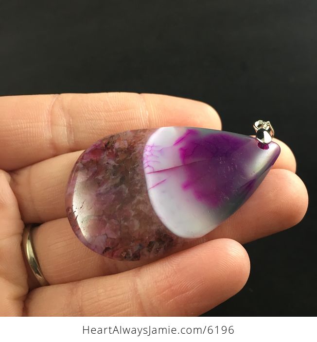 Green and Purple Druzy Agate Stone Jewelry Pendant - #WcAys7sMGIQ-3