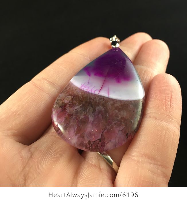 Green and Purple Druzy Agate Stone Jewelry Pendant - #WcAys7sMGIQ-2